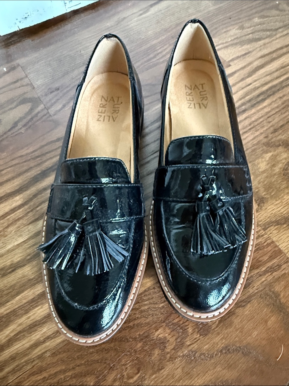 Naturalizer Black Patent Tassel Penny Loafers